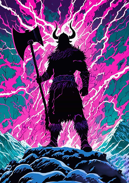 Viking Berserker Silhouette / platina