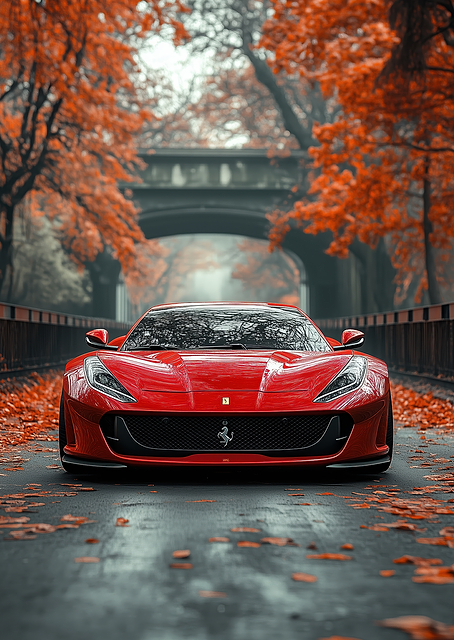 Red Ferrari in Autumn / PLATINA
