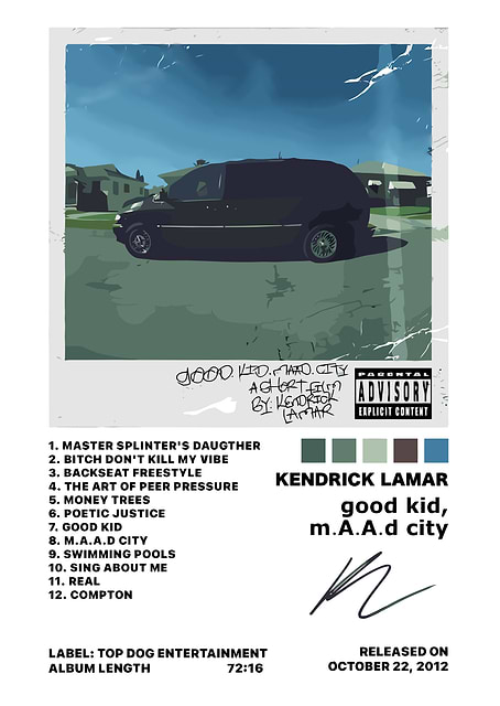 Kendrick Lamar - good kid, m.A.A.d city Album Cover / platina