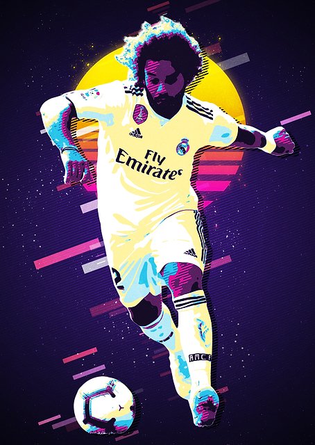 Marcelo Real Madrid Retro Art / PLATINA