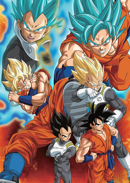 Goku, Vegeta Super Saiyan / PLATINA