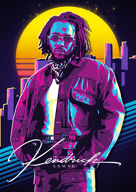 Kendrick Lamar Retro Art / platina