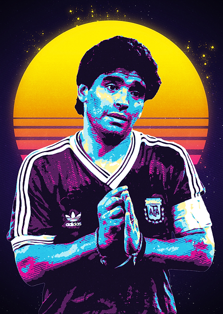 Diego Maradona Retro Art / PLATINA