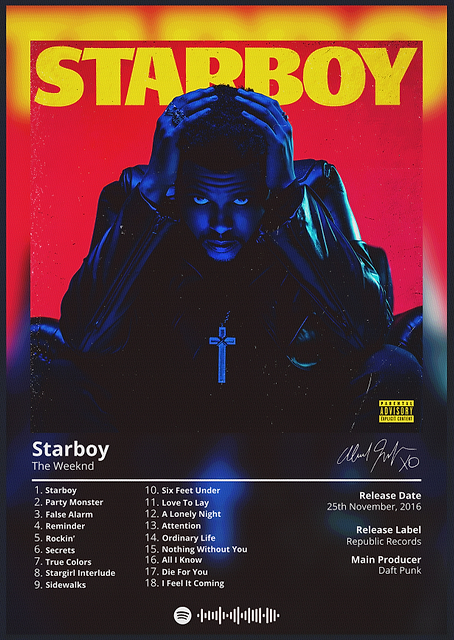 The Weeknd - Starboy Album Cover / platina