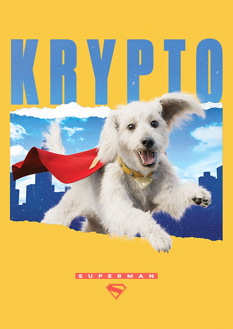 Krypto Metropolis Skyline Superman 2025 Movie Poster / platina