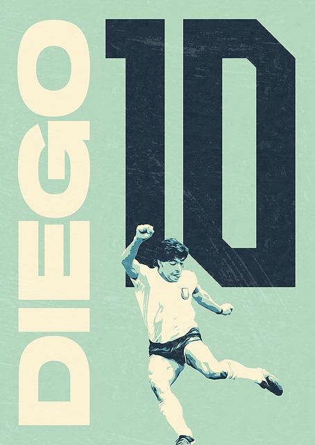 Diego Maradona Vintage Poster / PLATINA