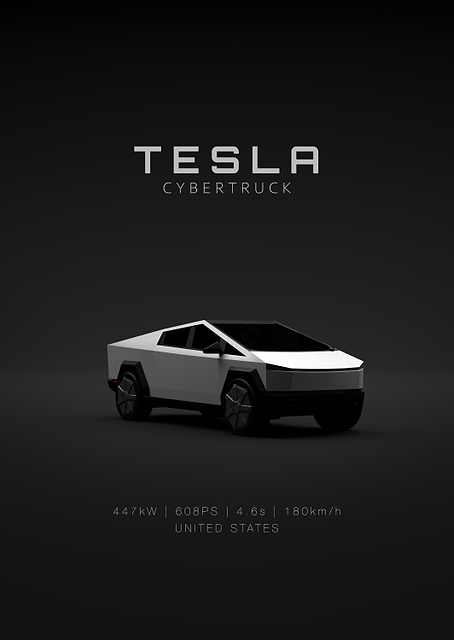 Front Tesla cybertruck Silver - Specs / PLATINA