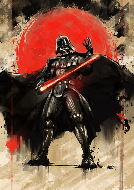 Darth Vader Silhouette in Sumi-e Style / PLATINA