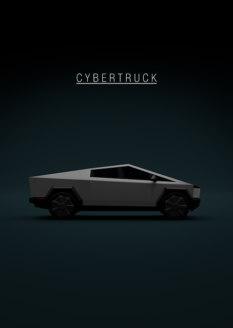 Tesla Cybertruck Silver - Green Bkg / PLATINA