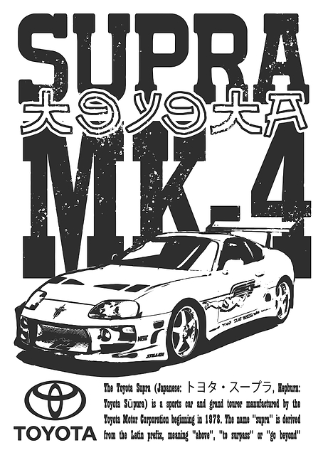 Toyota Supra MK4 Black and White / PLATINA