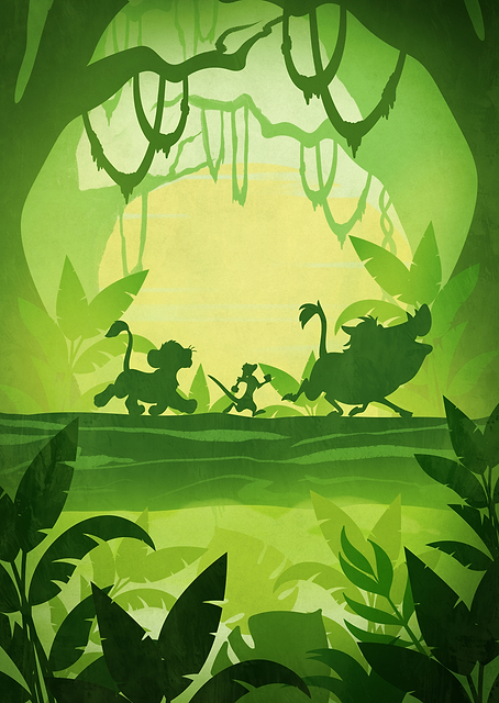 Simba Pumbaa Timon Green Iconic Silhouette / PLATINA