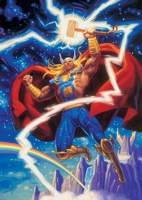 Thor with Lightning Strikes from Mjölnir / PLATINA