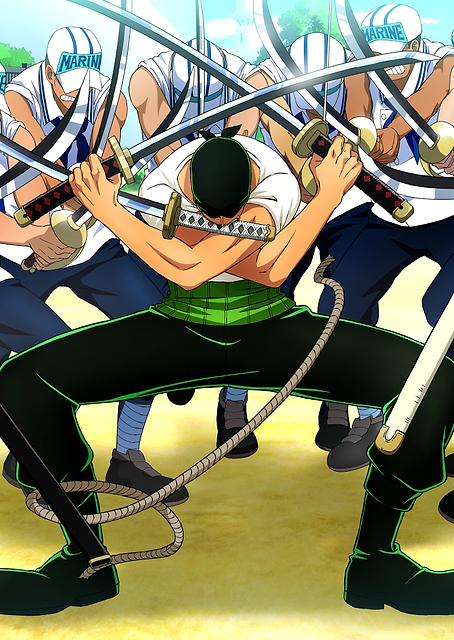 Iconic Moments Brushed Zoro vs Marine Swordsmen / PLATINA