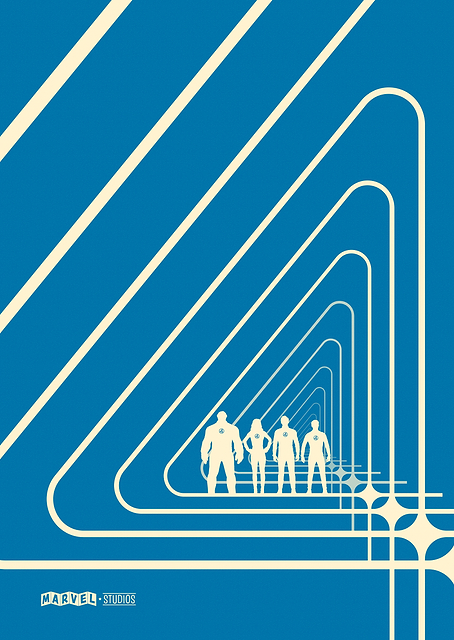 The Fanastic Four First Steps Minimalistic Graphic 4 Theatrical Poster / PLATINA