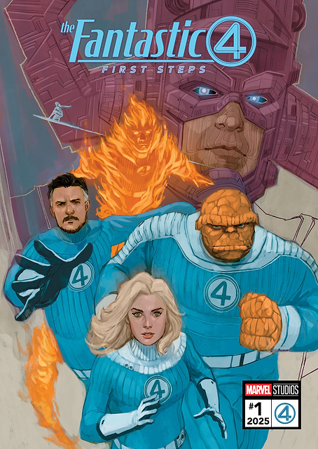 Fantastic Four First Steps Group In Action Comic Cover / PLATINA