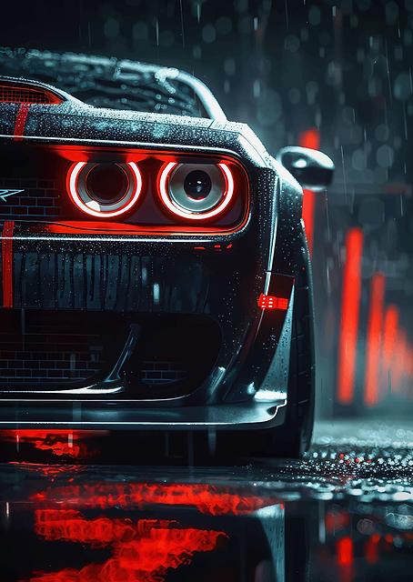 Dodge Challenger in the Rain / PLATINA