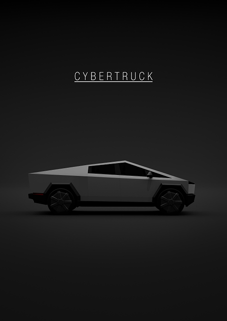 Tesla Cybertruck Minimalist Render / PLATINA