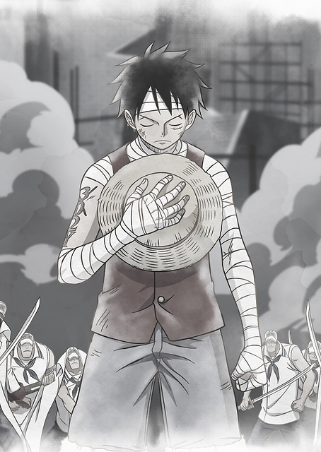 Iconic Watercolor Luffy Showing Respect At Marineford / PLATINA