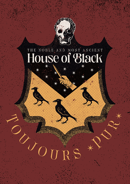 Harry Potter House of Black Family Crest / PLATINA