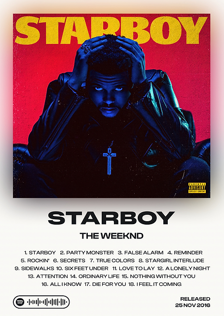 The Weeknd - Starboy Album Cover / platina
