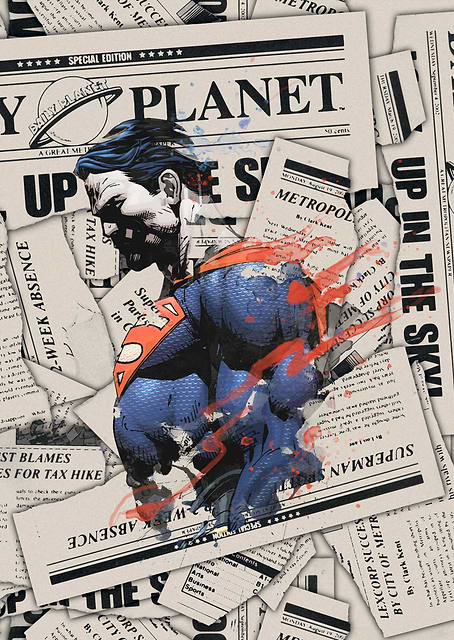 Superman Emerges from Daily Planet / platina