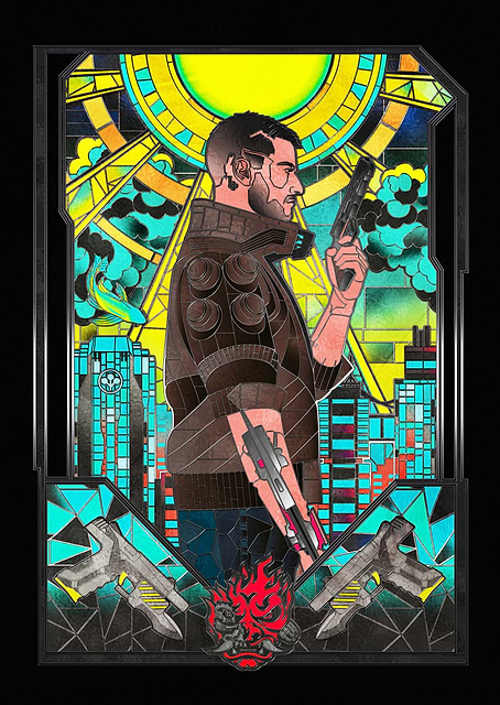 Male V Stained Glass / platina