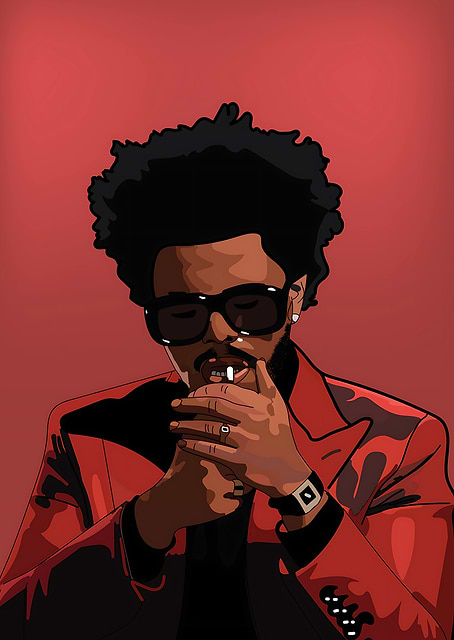 The Weeknd Cartoon Portrait / platina