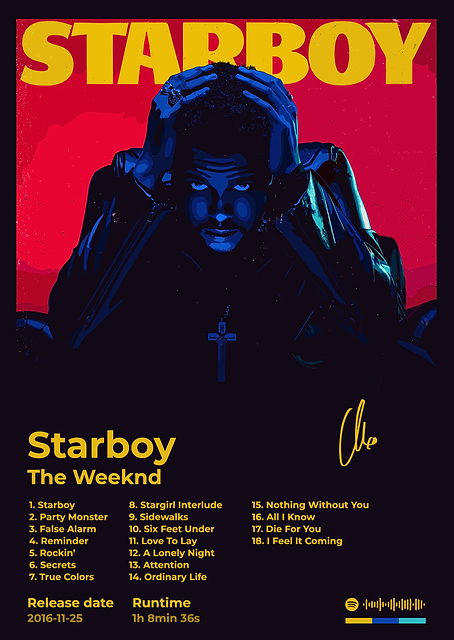 The Weeknd - Starboy Album Cover / platina
