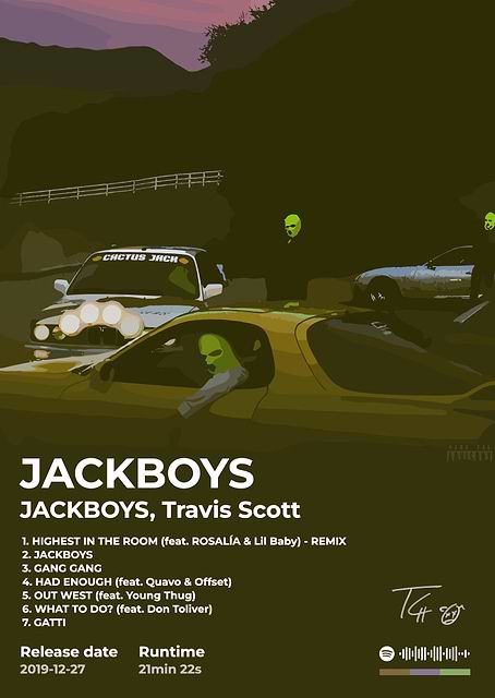 TRAVIS SCOTT JACKBOYS Album Cover Art / platina