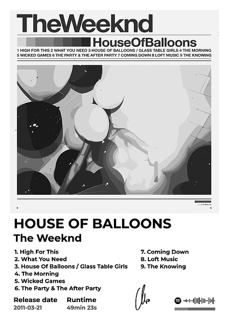 The Weeknd - House of Balloons Album / platina
