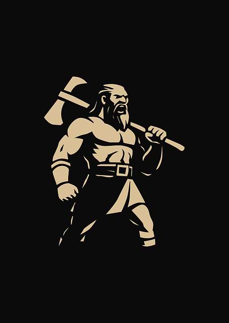 Viking Warrior with Axe Illustration / platina