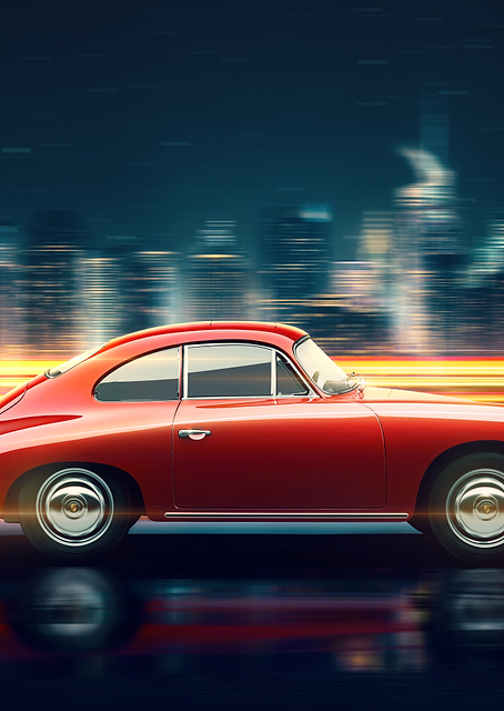 Vintage Red Porsche Night Pursuit / PLATINA
