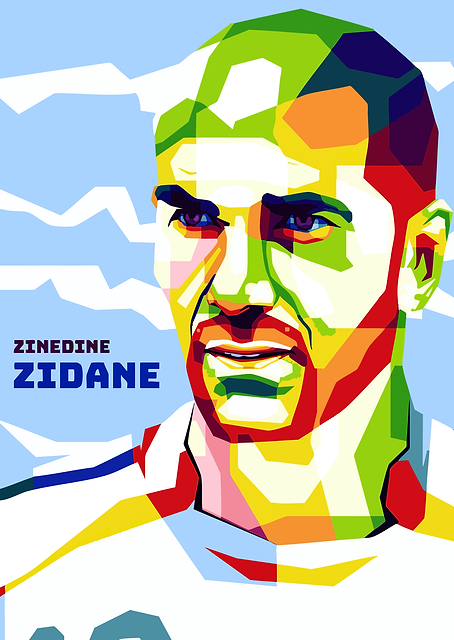 Zinedine Zidane Colorful Portrait / PLATINA
