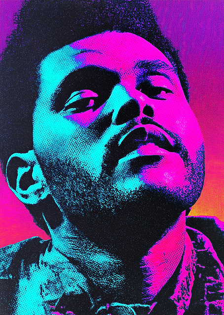 The Weeknd Portrait in Neon Colors / platina