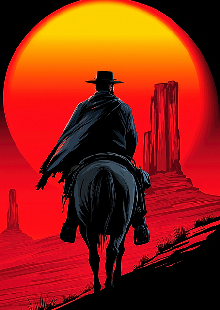 Red Dead Redemption Rider Silhouette / platina