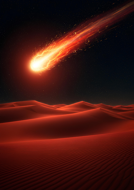 Meteor over Red Sand Dunes / platina