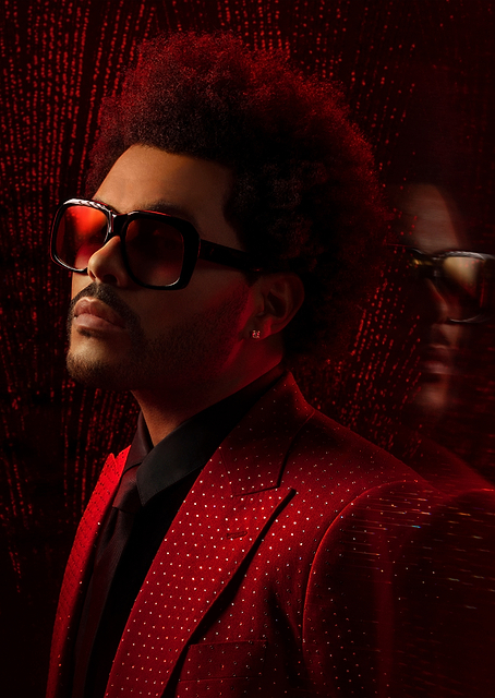 the weeknd in red suit portrait / platina