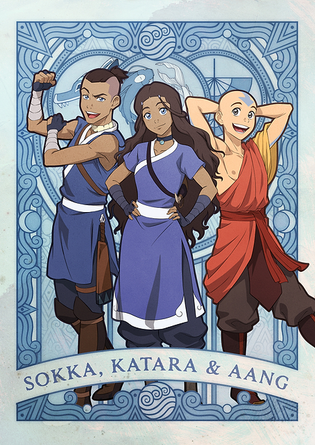 Sokka, Katara, & Aang in Art Nouveau Style / PLATINA