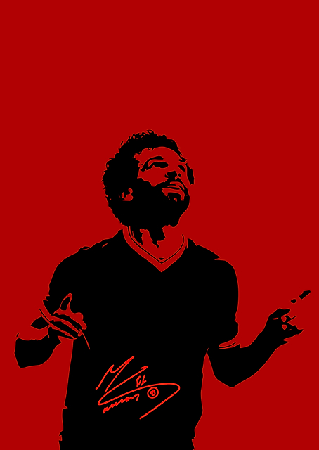 Silhouette on Red M Salah Footballer / PLATINA