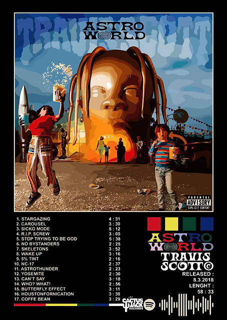 Astroworld TRAVIS SCOTT Album Cover Art / platina