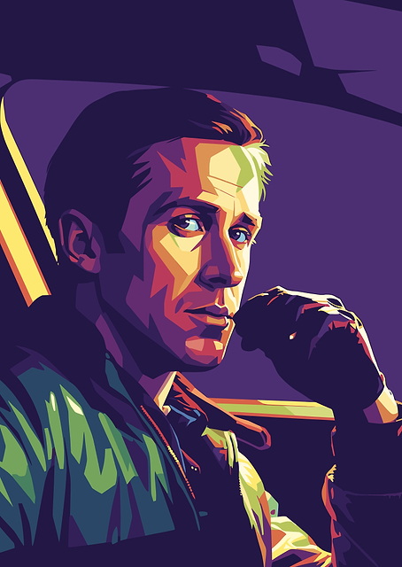 Ryan Gosling in Drive Pop Art / platina