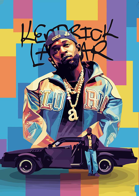 Kendrick Lamar Portrait with Car / platina