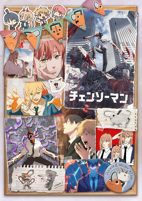 Chainsaw Man Memory Cork Board / platina
