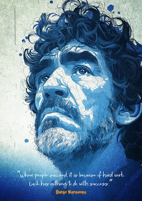 Diego Maradona Portrait with Quote / PLATINA
