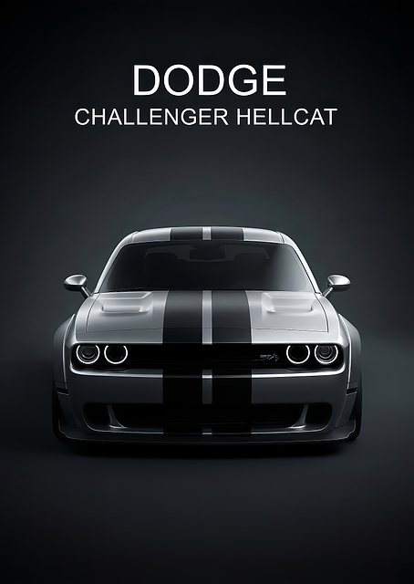 Dodge Challenger Hellcat Front poster / PLATINA