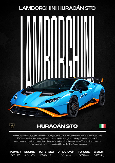 Lamborghini Huracán STO Poster / PLATINA