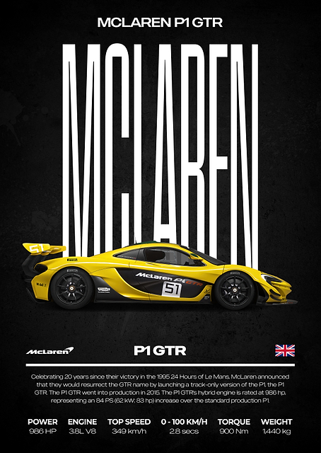McLaren P1 GTR Yellow Race Car / PLATINA