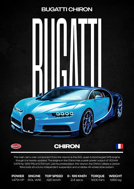 Bugatti Chiron Car Poster / PLATINA