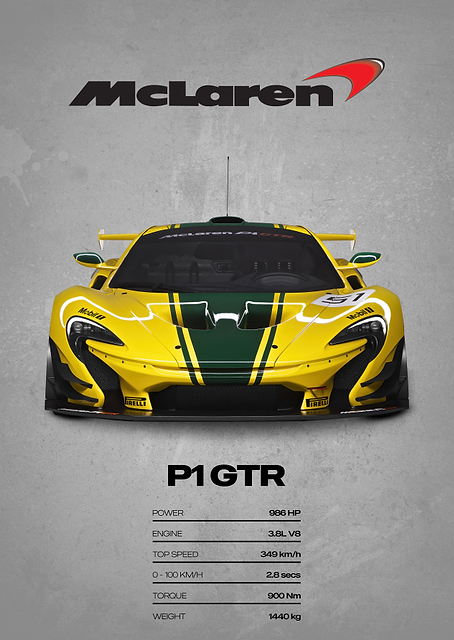 McLaren P1 GTR Car Poster / PLATINA