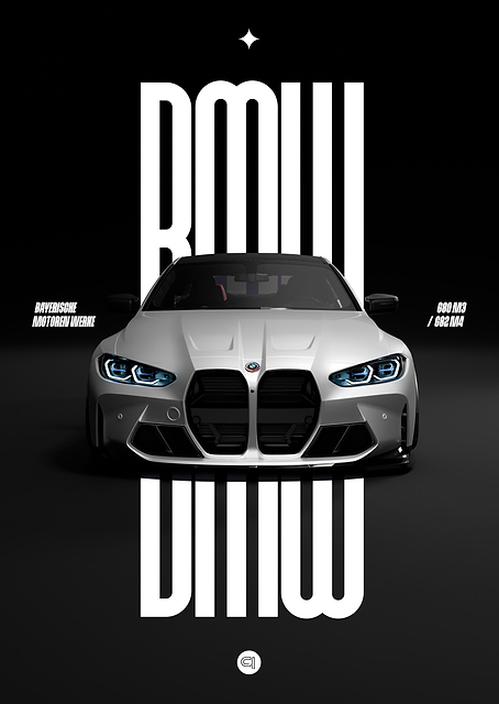 BMW G80 M3 / G82 M4 White Car Poster / PLATINA